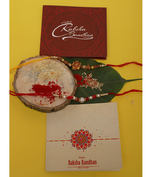 YouBella 2 Rakhi and 2 Greeting Card Combo for Brother, Rakhi Gift for Brother/bhaiyya/bhai (Style 1)
